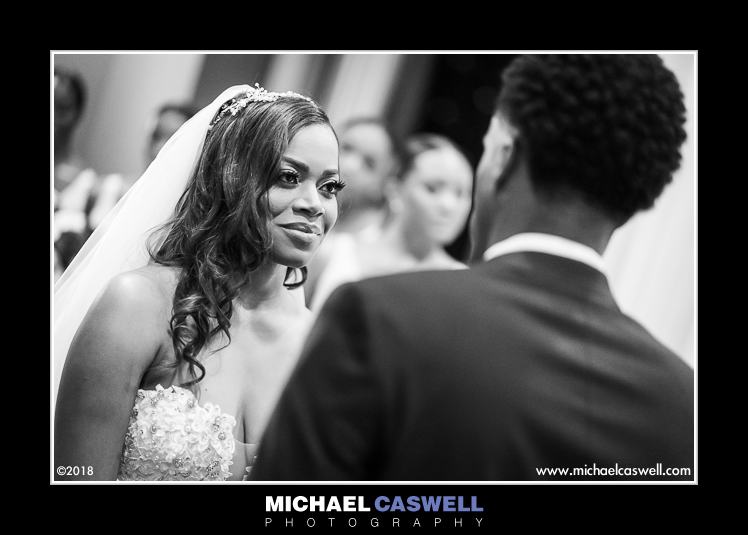 Close-up of bride during wedding ceremony