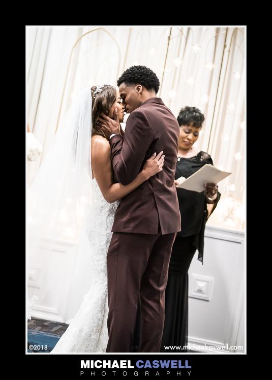 Bride and Groom first kiss at end of ceremony