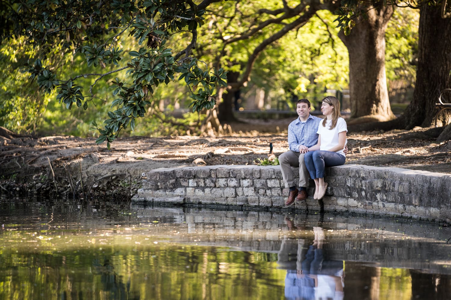 Audubon Park engagement portrait