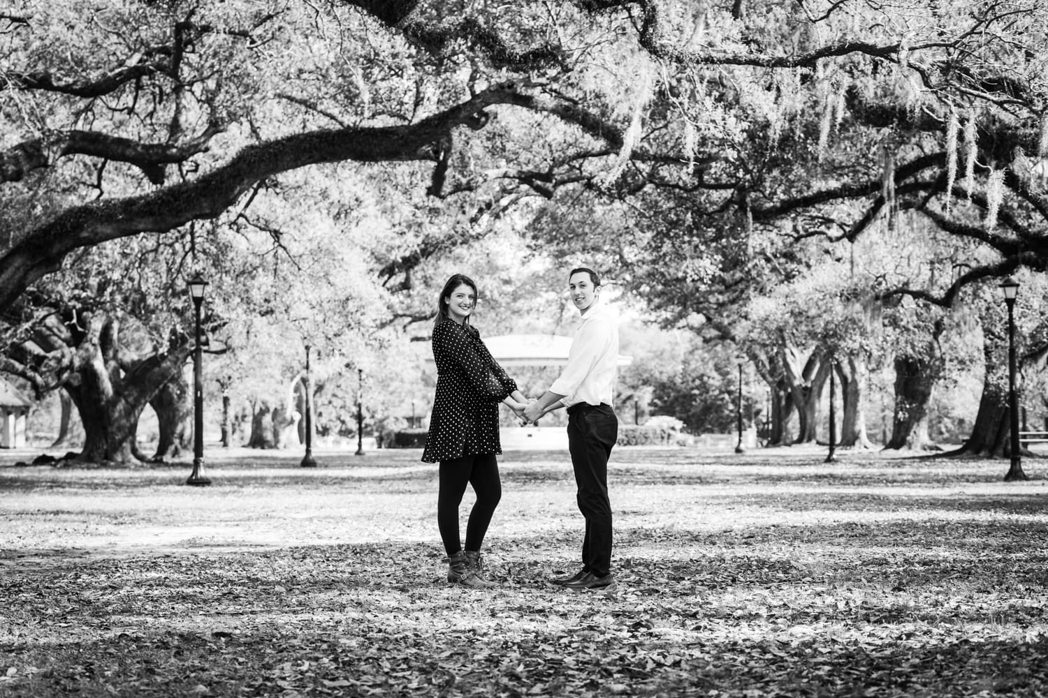 Audubon Park engagement portrait