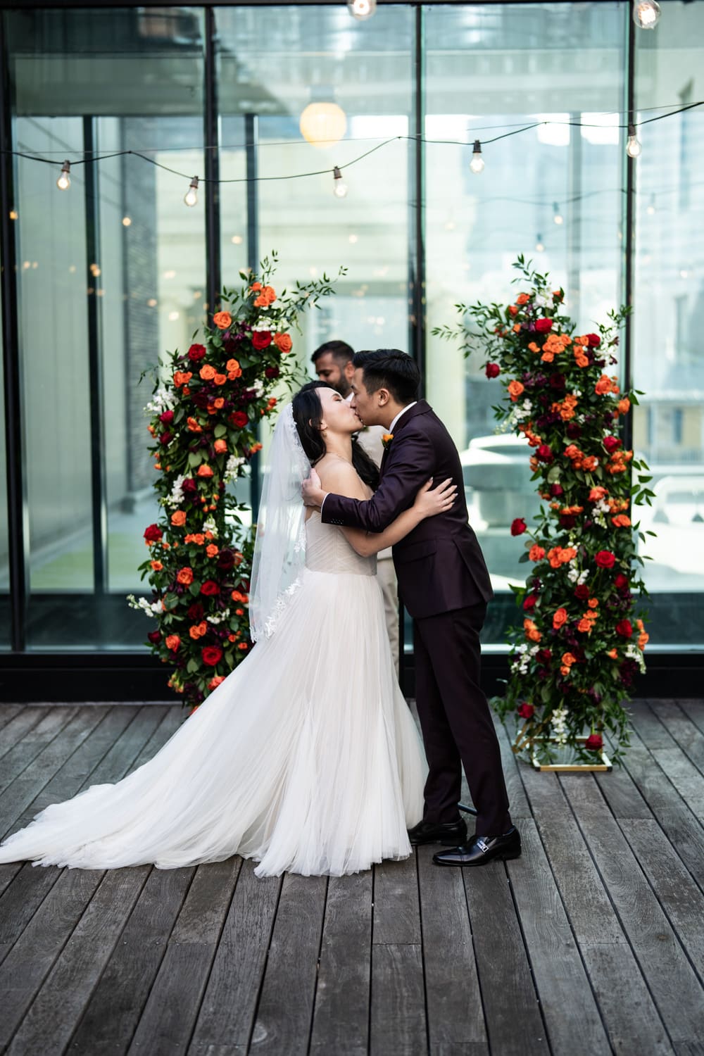 Bride and groom kissing at Barnett Hotel wedding in New Orleans