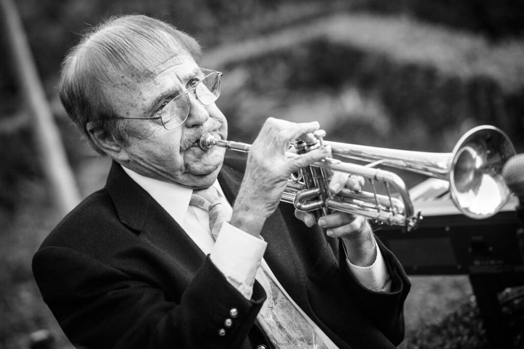 Trumpet player at Beauregard-Keyes House wedding