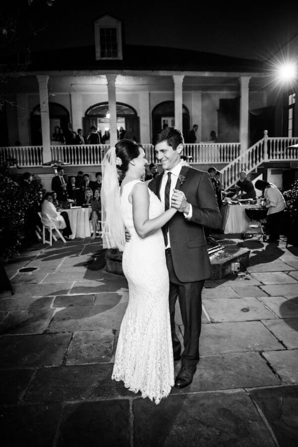 Bride and groom first dance at Beauregard-Keyes House wedding reception