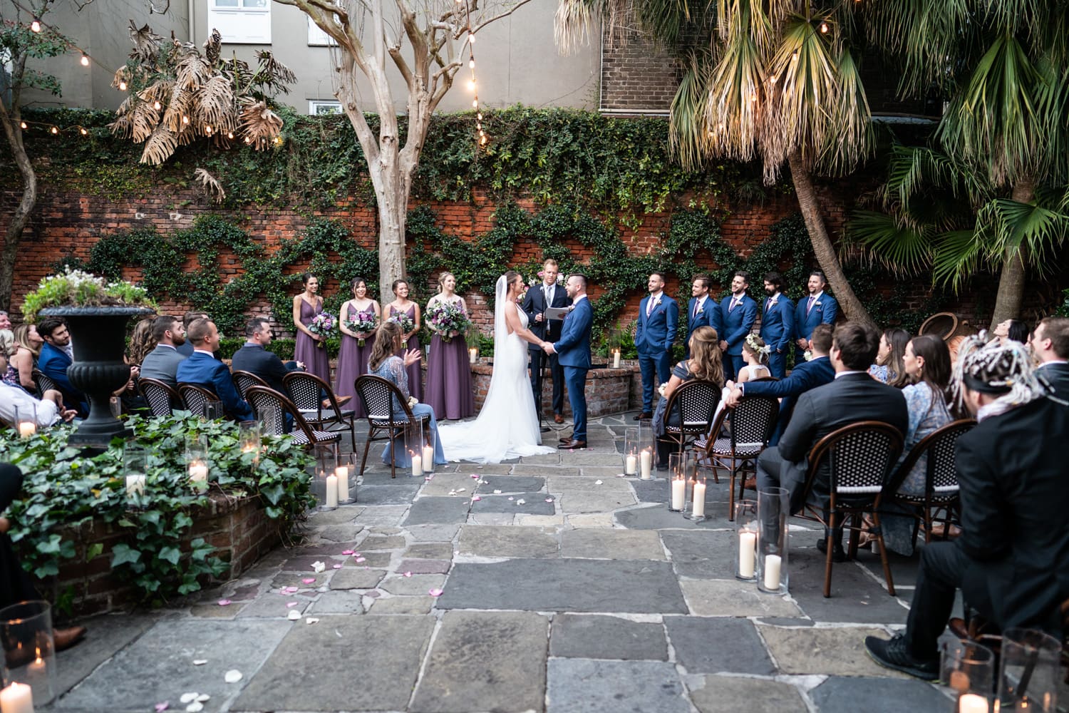 Wedding ceremony at Broussard's in the French Quarter