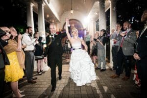 Bubbles send-off at Greenwood wedding in Covington