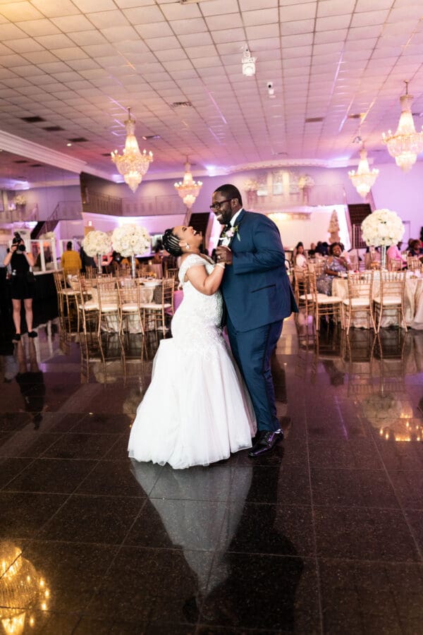 Bride and groom dance at Champagne Palace