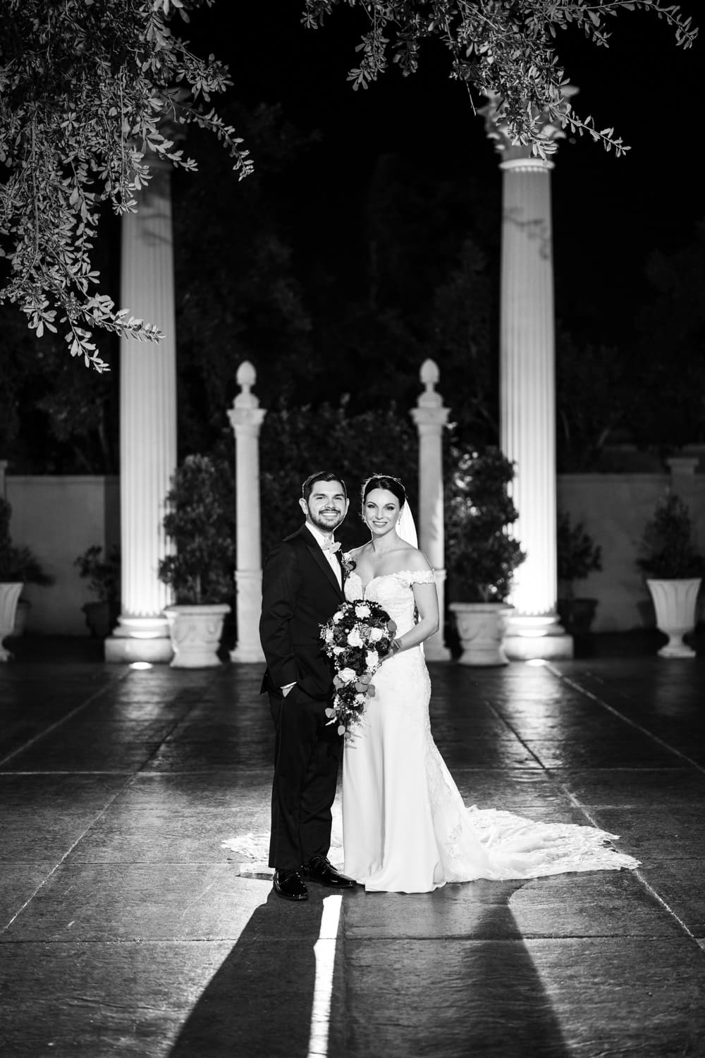 Portrait of bride and groom at Champagne Palace