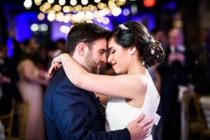 Bride and groom dance at Chicory wedding in the Warehouse District of New Orleans