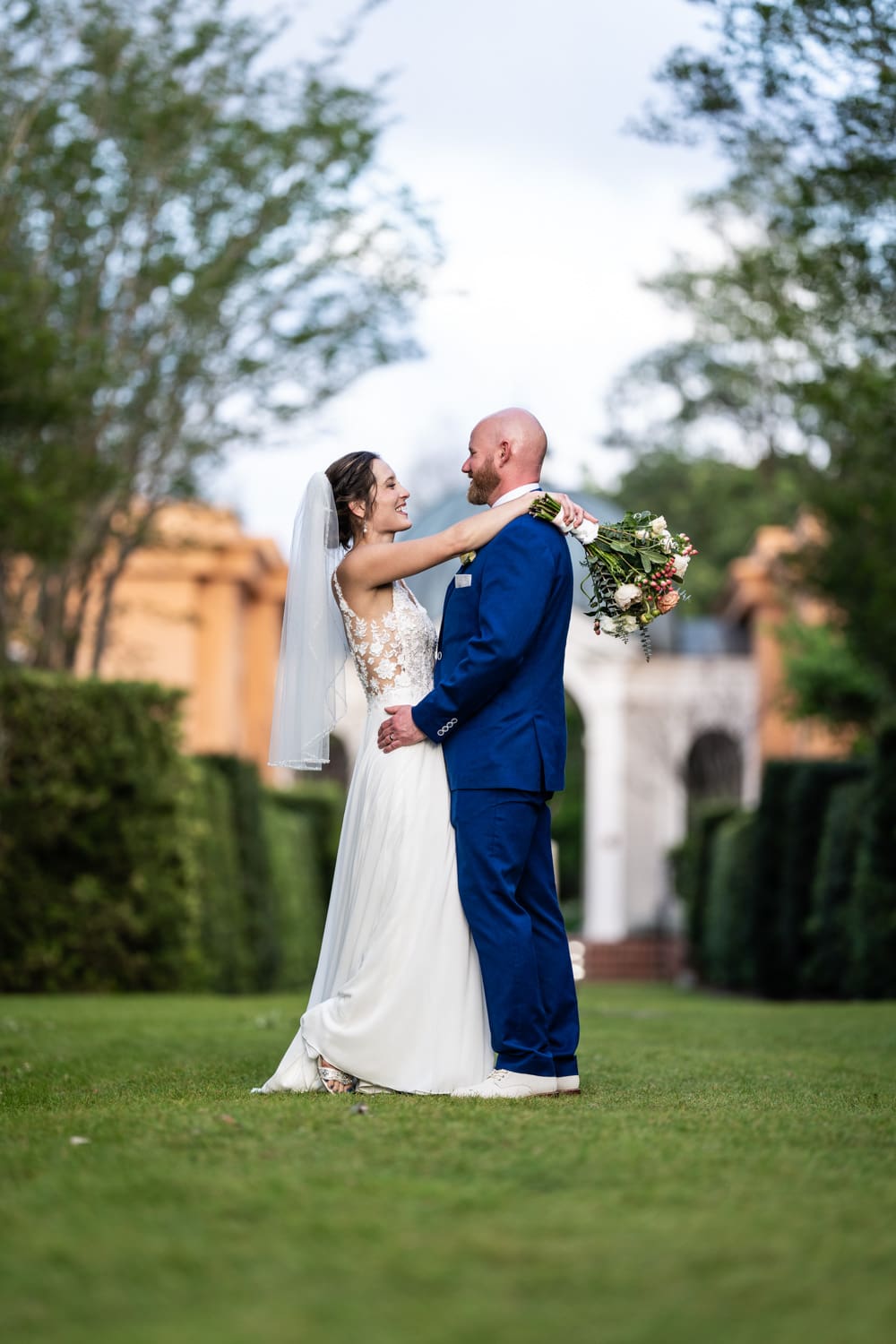 Portrait of bride and groom at City Park Botanical Gardens