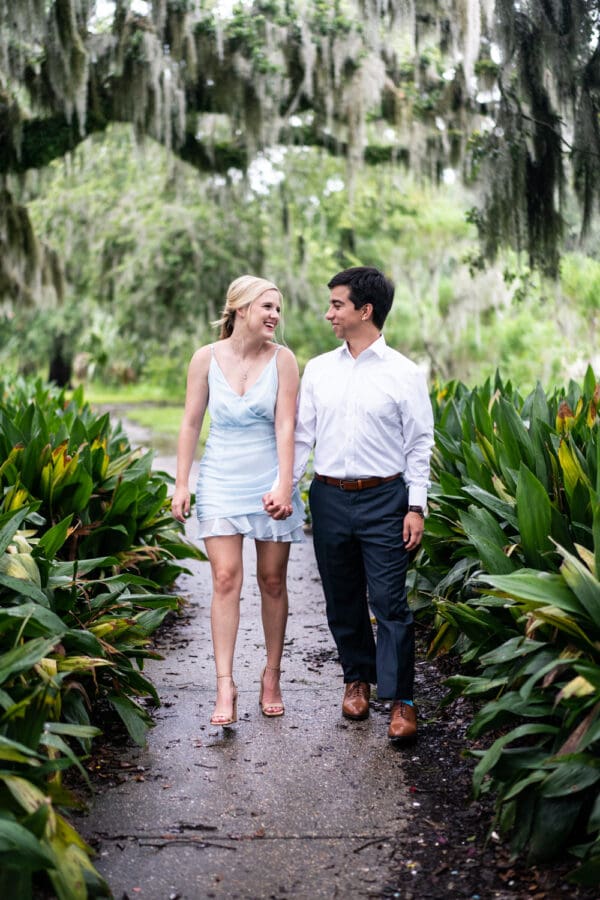 Couple walking along path in City Park