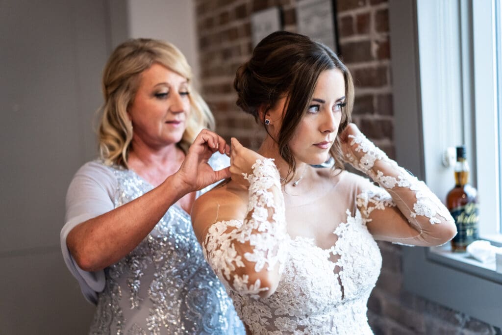 Bride getting ready for wedding