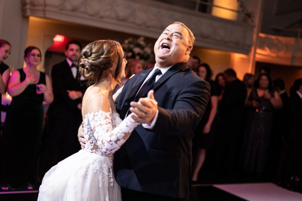 Bride and father dancing at Civic Theatre