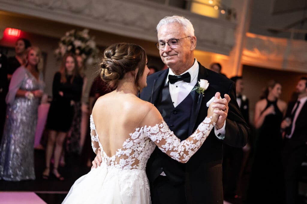 Bride and father dancing at Civic Theatre