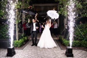 Cold spark send-off at Four Seasons New Orleans wedding