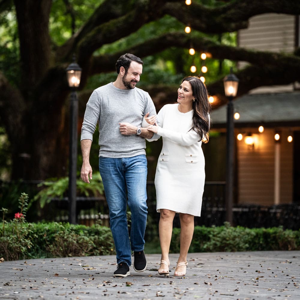 Engagement portrait of couple at Compass Point Events