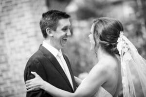 Bride and groom first look at New Orleans wedding