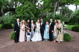 Formal group photograph at wedding