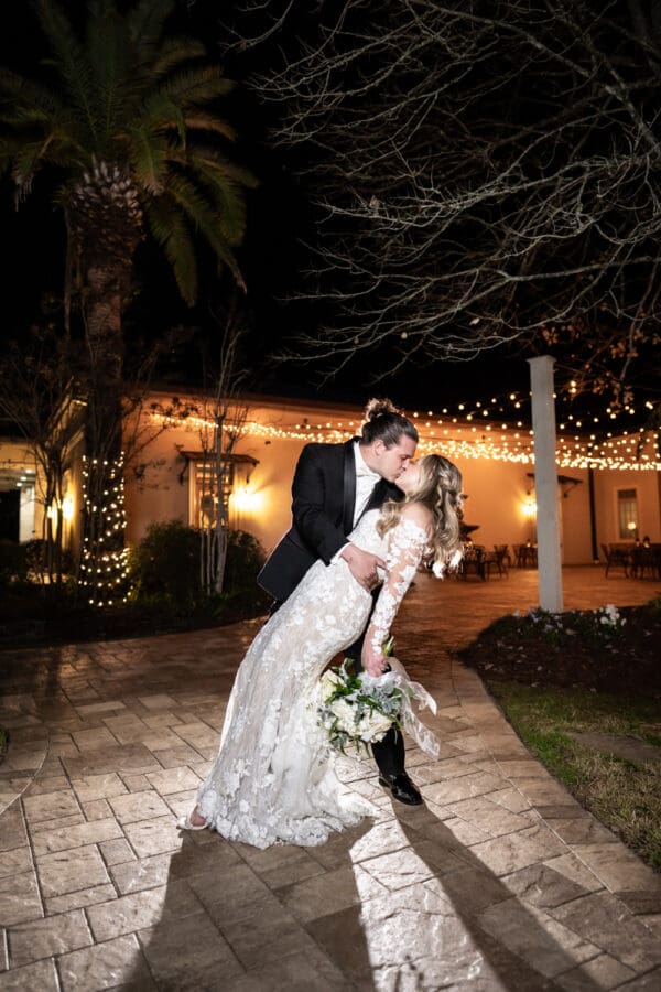 Groom dipping bride at The Greystone wedding venue