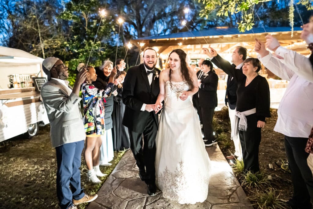 Sparkler send-off at Henry Smith House wedding in Mississippi