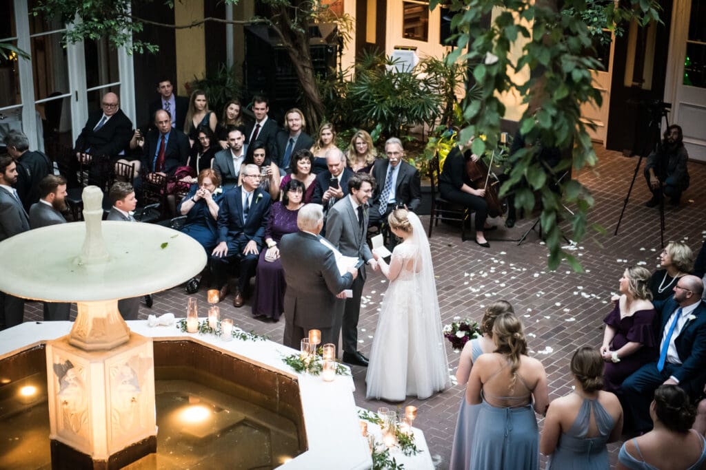 Wedding ceremony in Hotel Mazarin courtyard