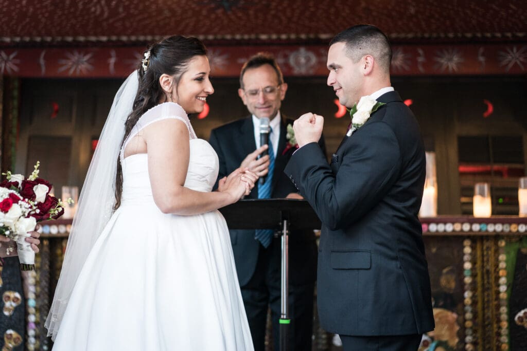 Bride and groom close-up at House of Blues wedding ceremony