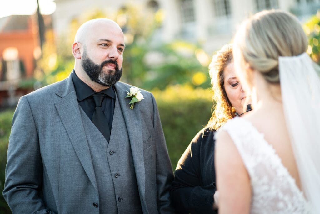 Close-up of groom