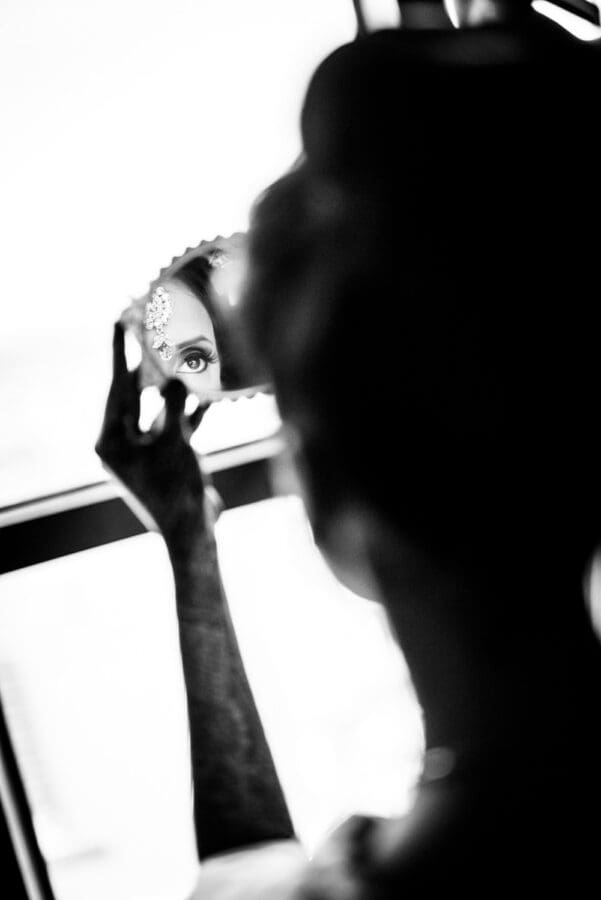 Indian bride getting ready for wedding