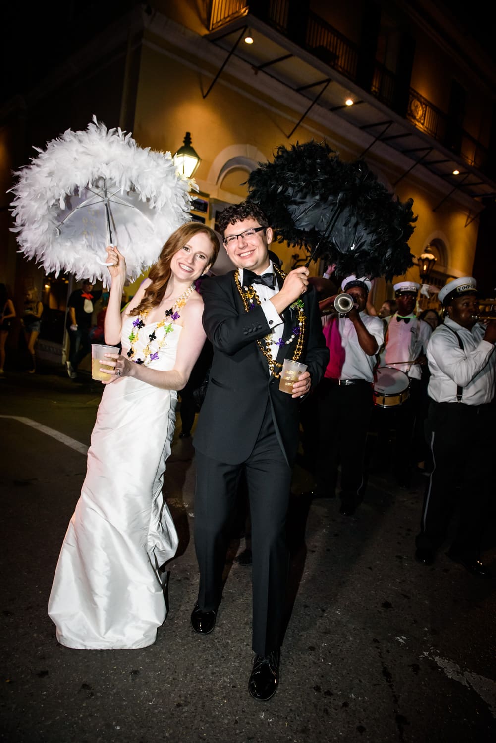 Second line parade leaving Latrobe's on Royal in the French Quarter