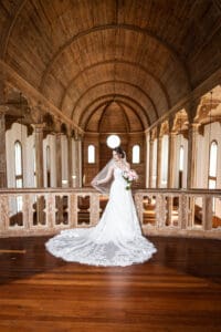 Portrait of bride in Livaudais Hall in New Orleans