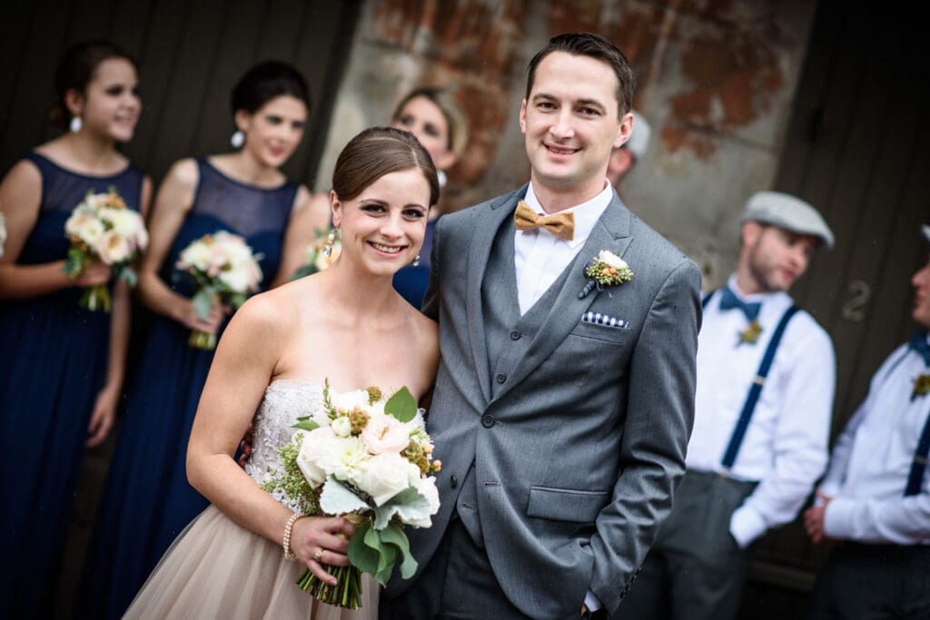 Bride and groom with bridal party in the French Quarter