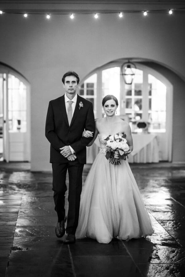 Bride and father coming down aisle