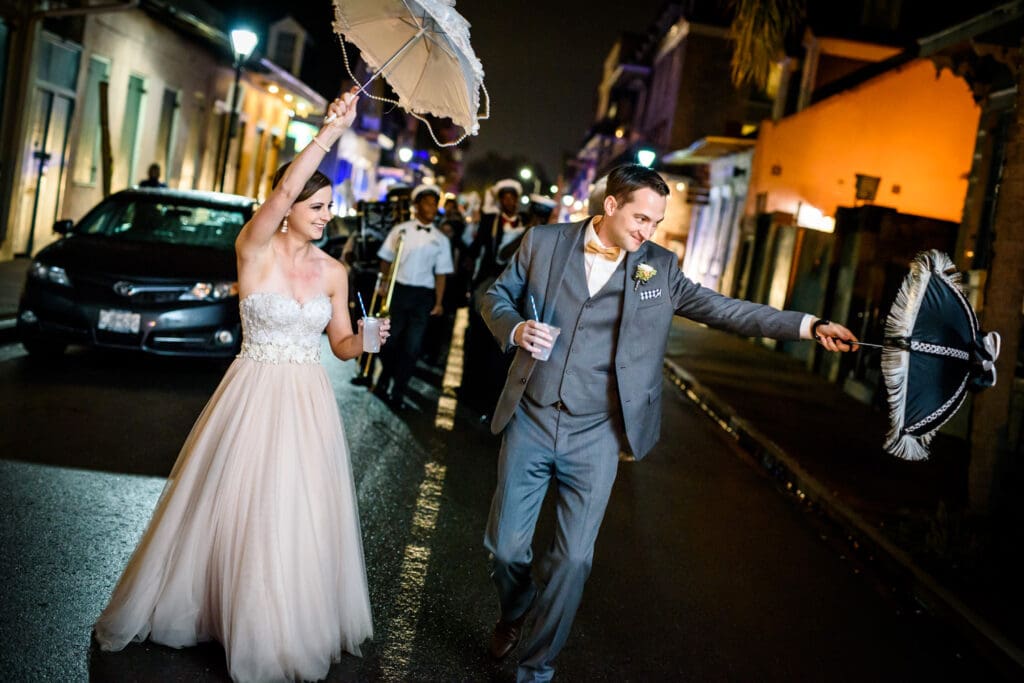 Wedding second line parade in the French Quarter