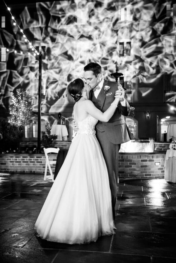 Bride and groom first dance at Maison Dupuy Hotel wedding