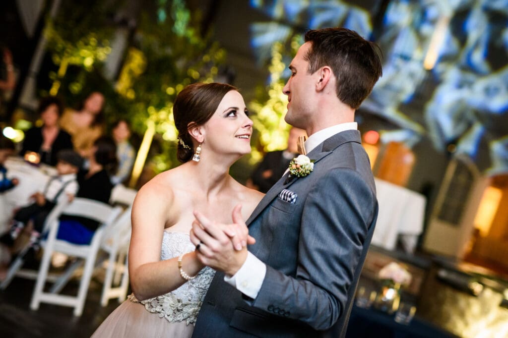 Bride and groom dance at Maison Dupuy Hotel wedding