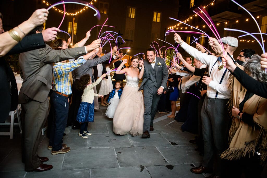 Glowstick send-off at Maison Dupuy Hotel wedding