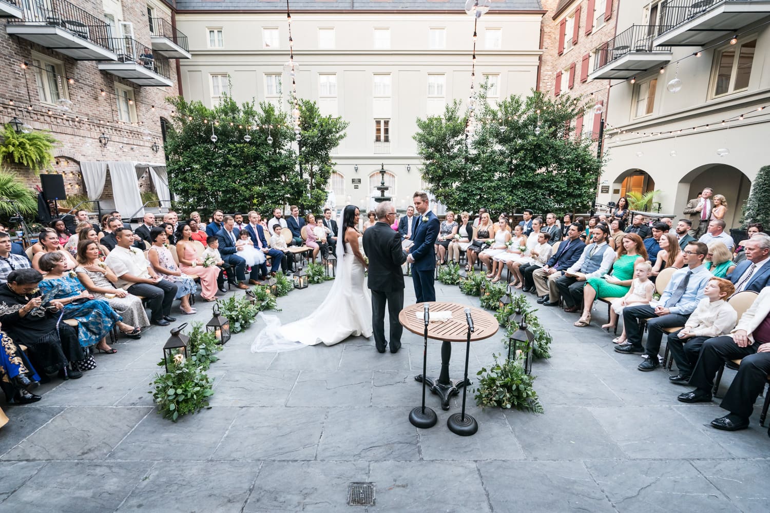 Wedding ceremony in Maison Dupuy courtyard