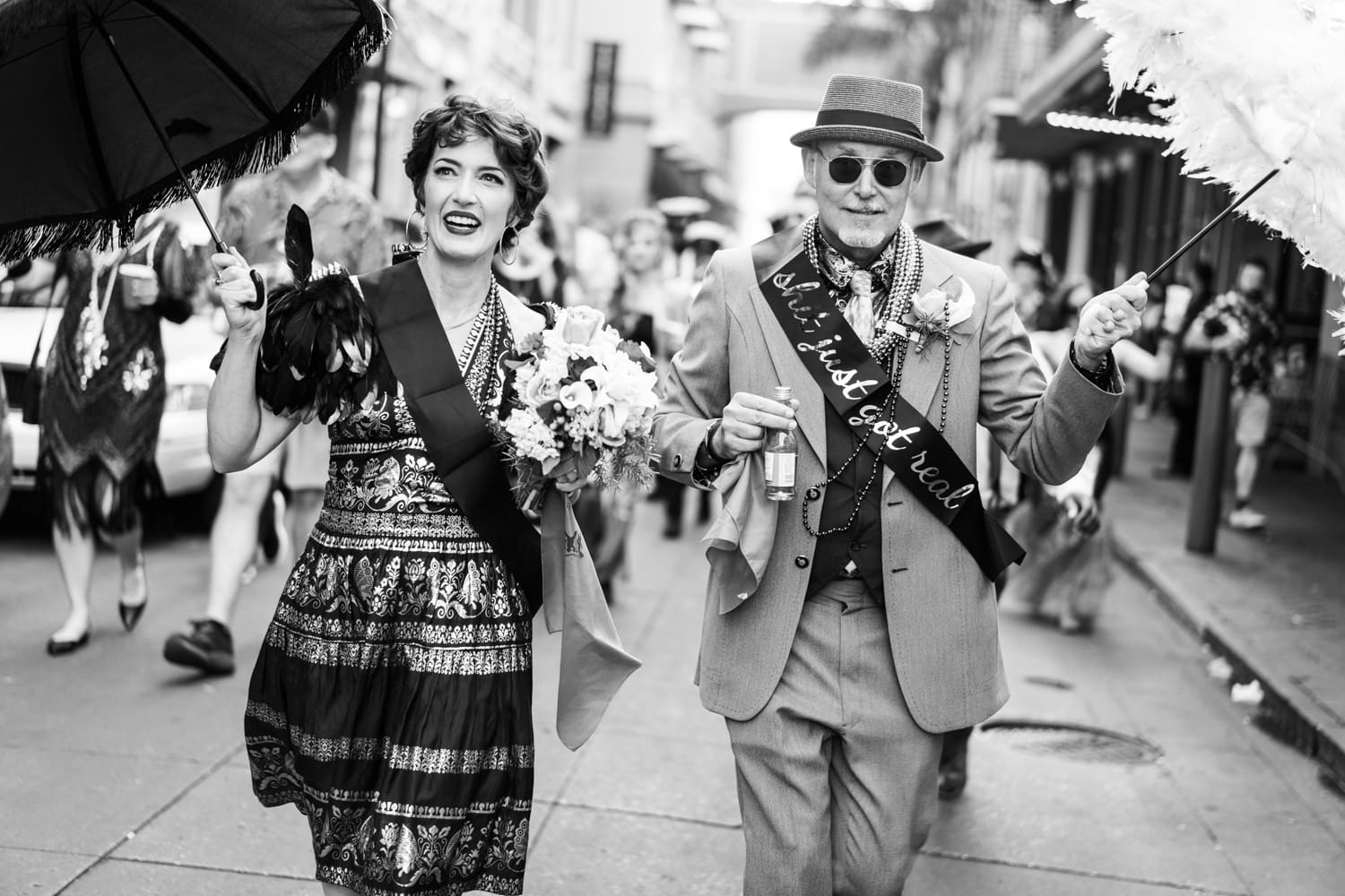 Couple parading through French Quarter