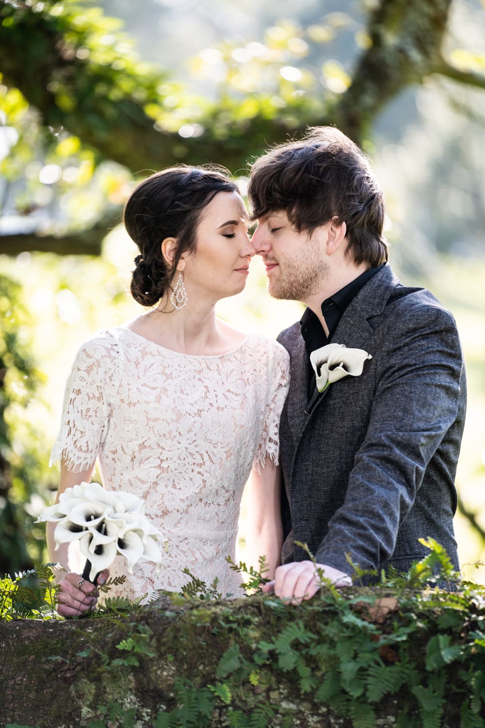 Bride and groom eloping at Oak Alley