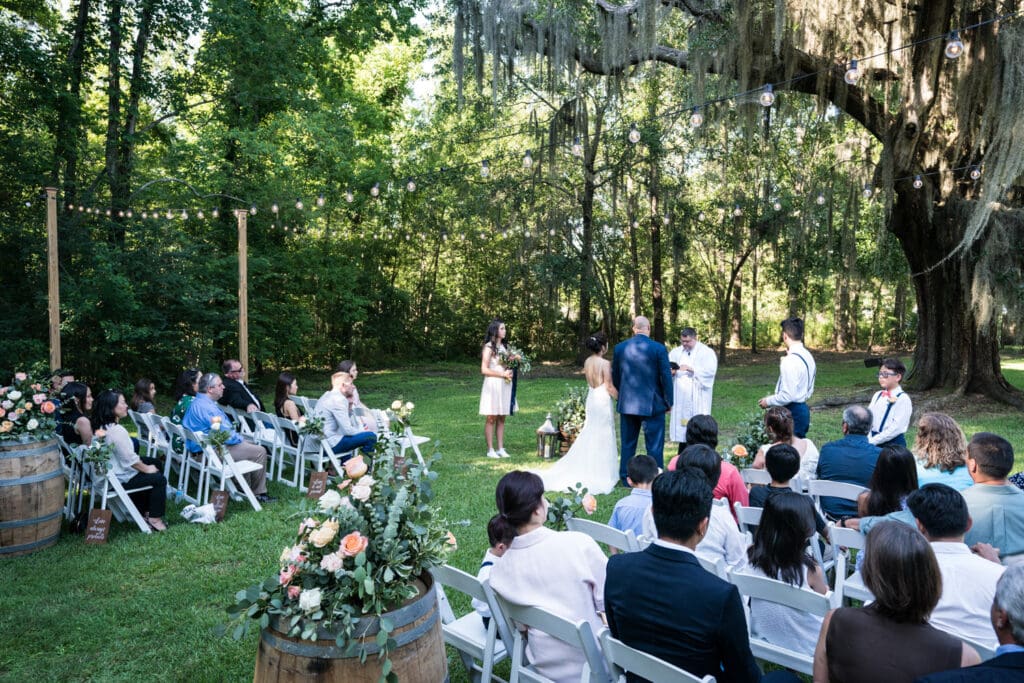 Palmetto's wedding ceremony on lawn in Slidell