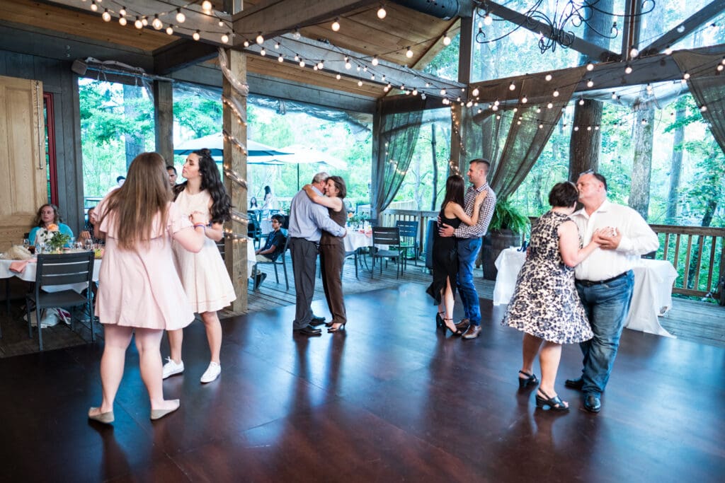 Wedding guests dancing at Palmetto's