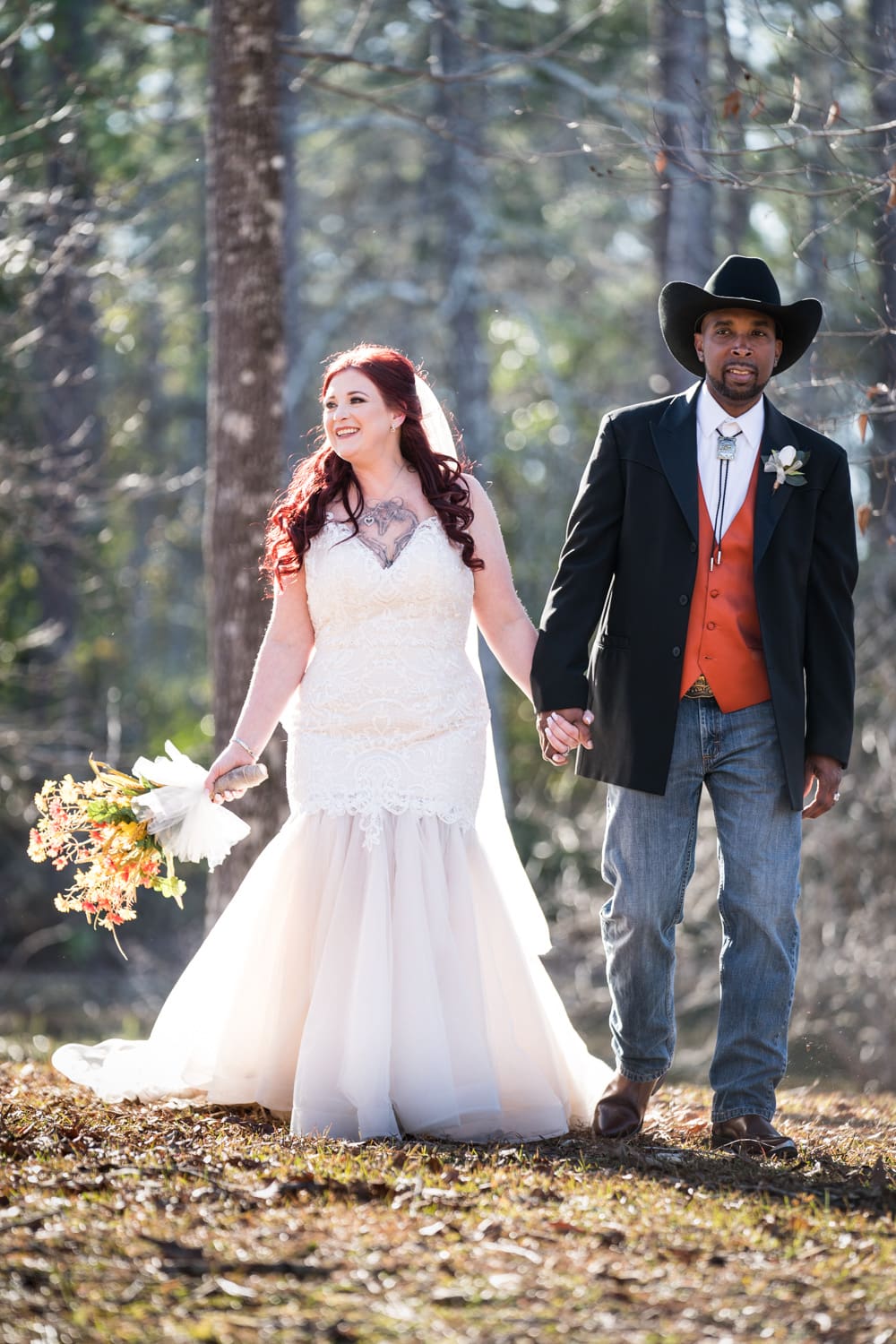 Bride and groom portrait at Pearl River wedding