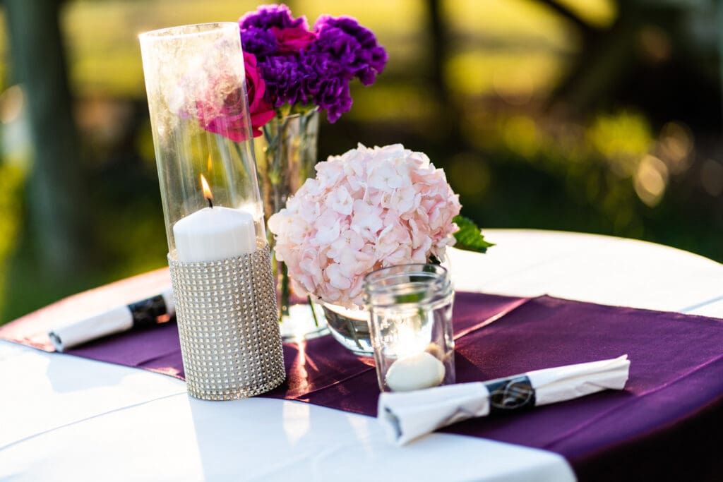 Table centerpieces at Slidell wedding