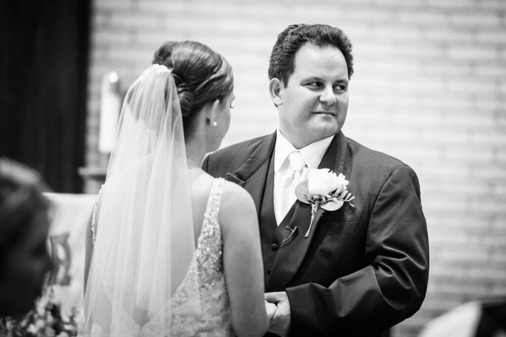 Bride and groom at St. James Gulfport wedding ceremony