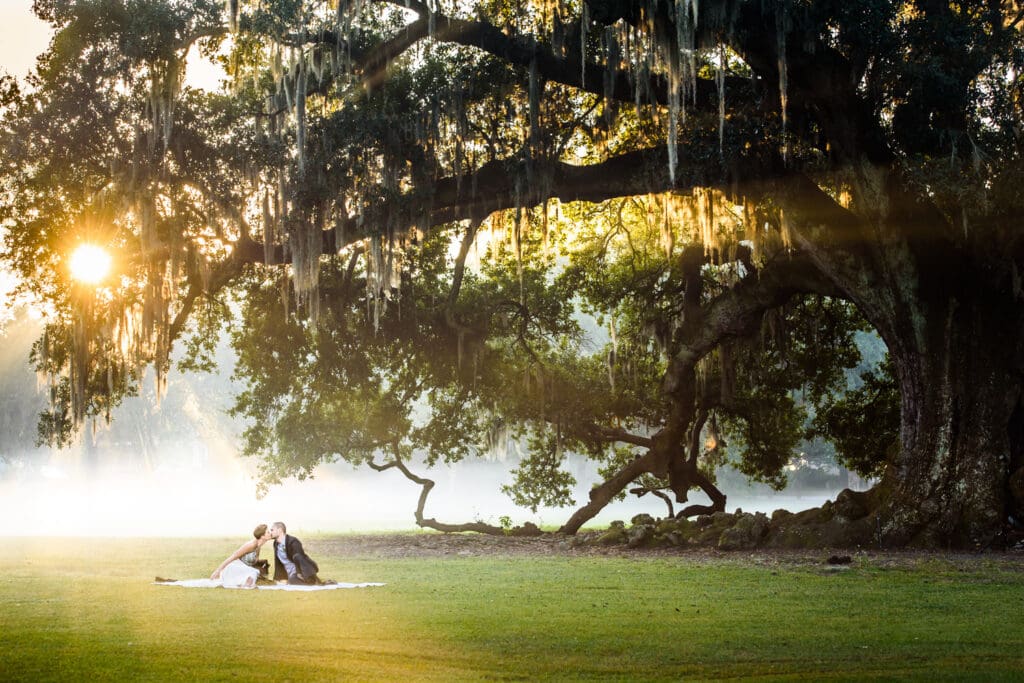 Elopement portrait at the Tree of Life in Audubon Park