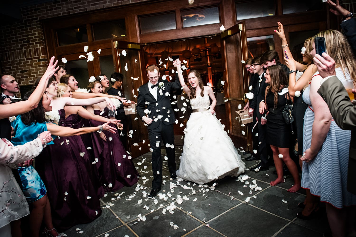 Flower petal send-off at Audubon Tea Room wedding reception