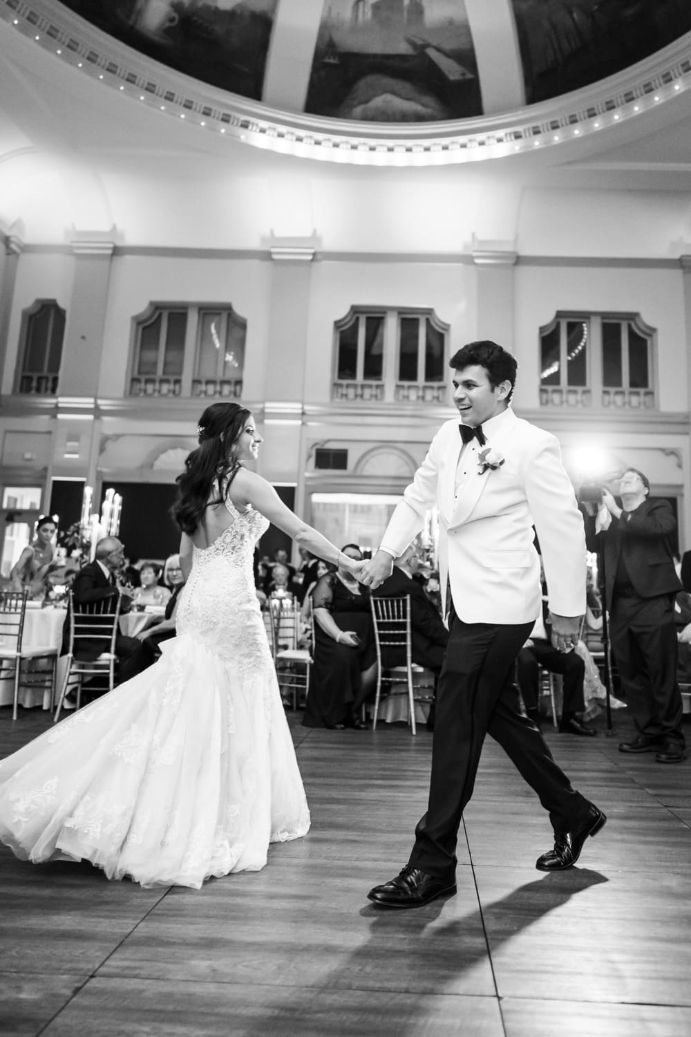 Bride and groom dancing at Board of Trade wedding in New Orleans