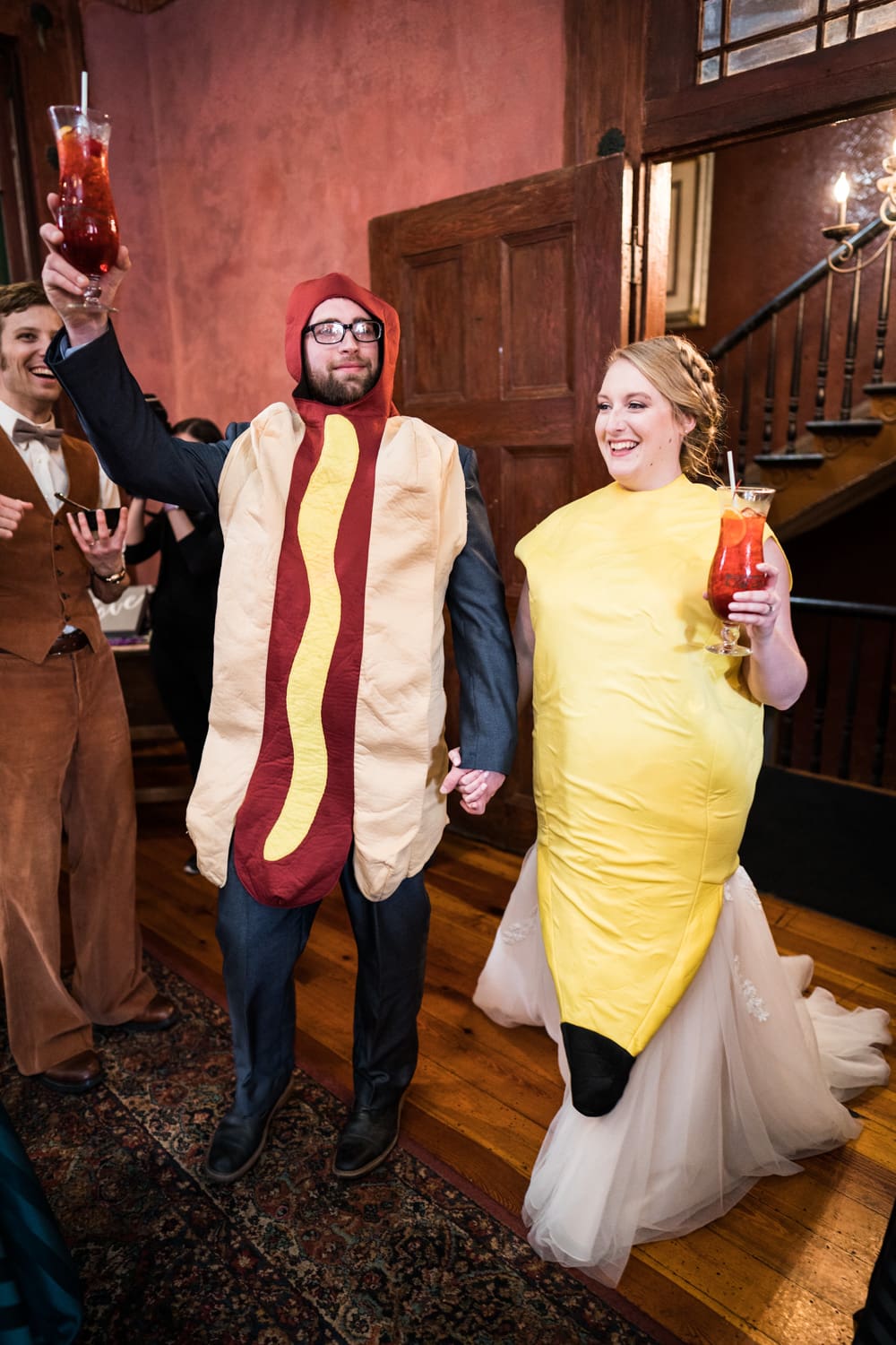 Bride and groom in costumes