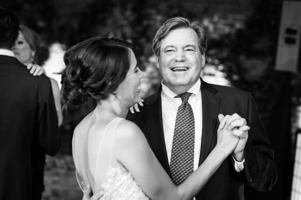 Bride and father dancing