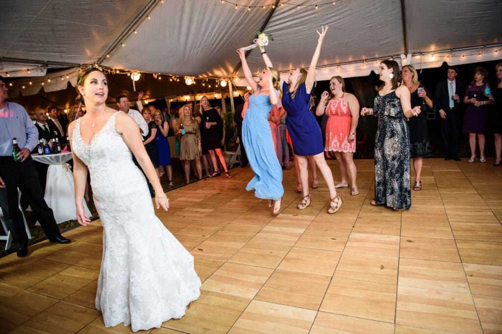 Bouquet toss at Grass Lawn in Gulfport