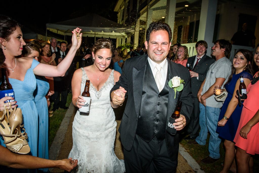 Bride and groom send-off at Grass Lawn in Gulfport